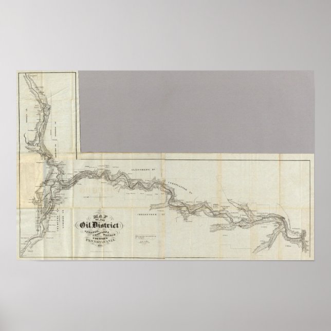 Karta i oljedistriktet Venango Poster (Framsidan)