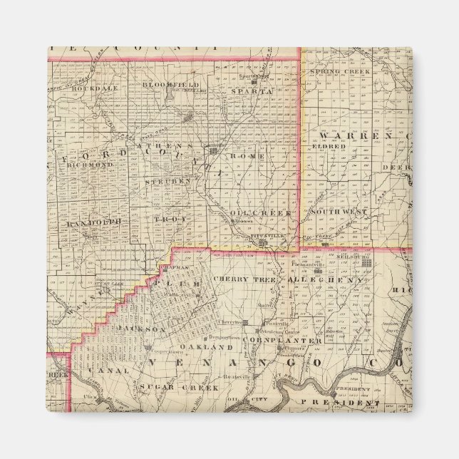 Karta i oljeområdet Pennsylvania Magnet (Framsidan)