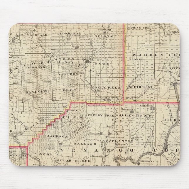 Karta i oljeområdet Pennsylvania Musmatta (Framsidan)