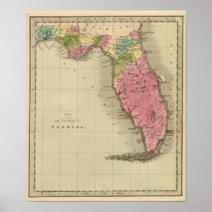 Karta i området Florida 1842 Poster