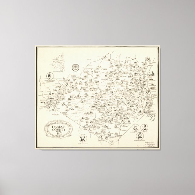 Karta i Orange County, New York före 1810 Canvastryck (Framsida)