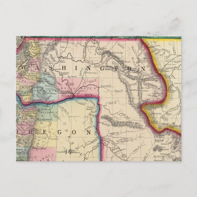 Karta i Oregon, Washington Vykort (Framsida)