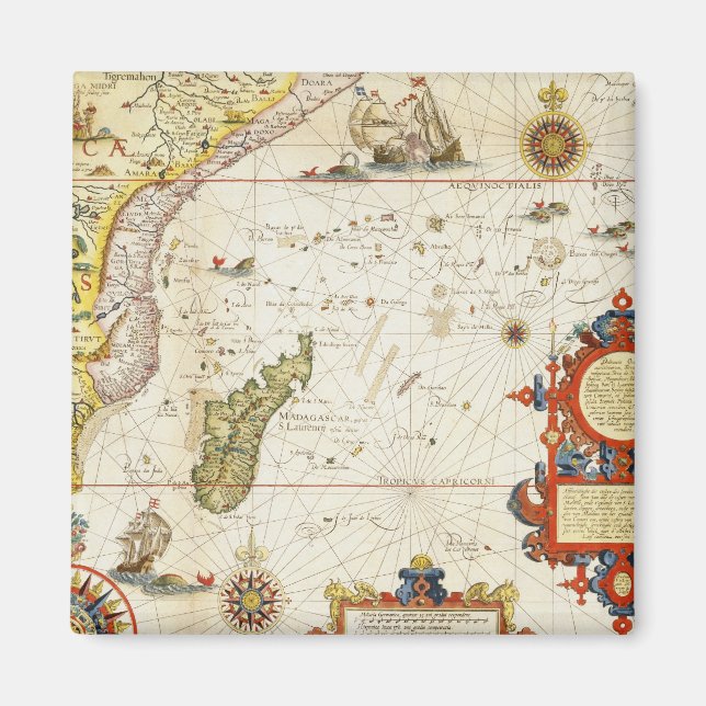 Karta i Öster Afrika och Madagaskar, 1596 (handkol Magnet (Framsidan)