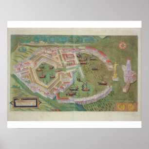 Karta i Ostia, från "Civitates Orbis Terrarum" av  Poster