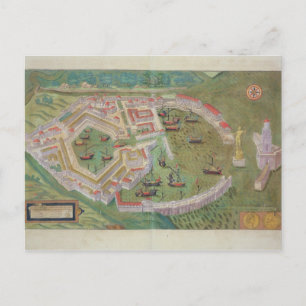 Karta i Ostia, från "Civitates Orbis Terrarum" av  Vykort
