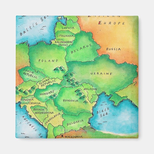 Karta i Östra Europa Magnet (Framsidan)