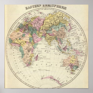 Karta i Östra Hemisphere Poster