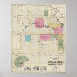 Karta i Östra Kansas Poster