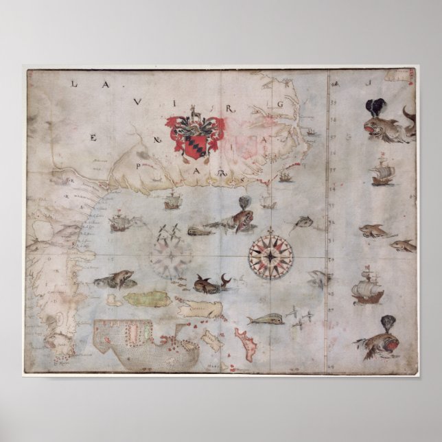 Karta i Östra Nordamerika Poster (Framsidan)