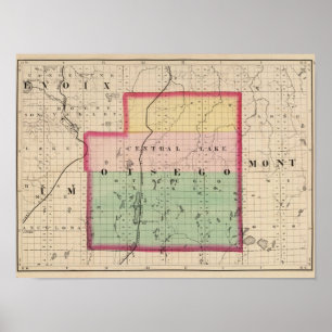 Karta i Otsego County, Michigan Poster