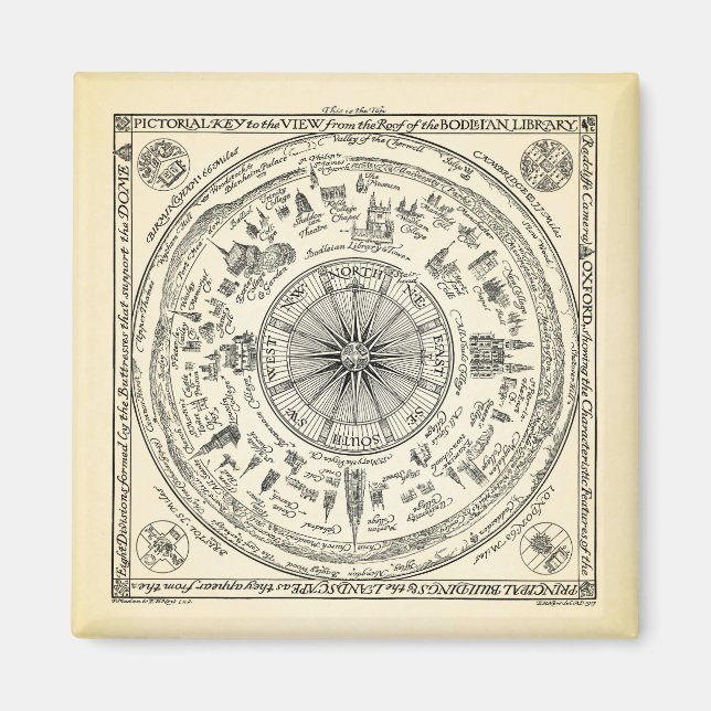 Karta i Oxfordsynen från Bodleian Bibliotek Magnet (Framsidan)