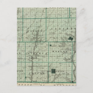 Karta i Page County, delstaten Iowa Vykort