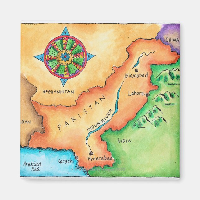 Karta i Pakistan Magnet (Framsidan)