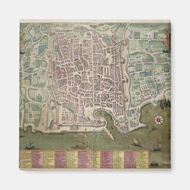 Karta i Palermo, från "Civitates Orbis Terrarum" a Magnet (Framsidan)