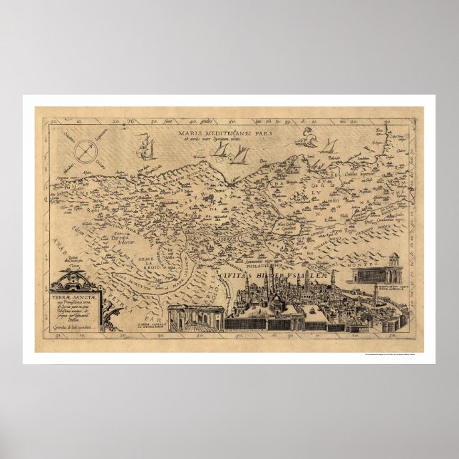 Karta i Palestina av Tilemann Stella 1600 Poster (Framsidan)