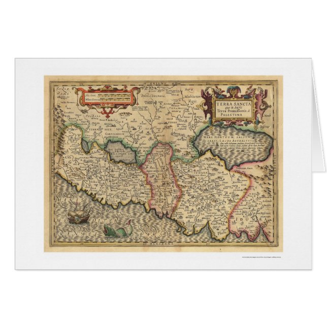 Karta i Palestina och omgivande områden 1710 Hälsningskort (Framsidan Horizontal)