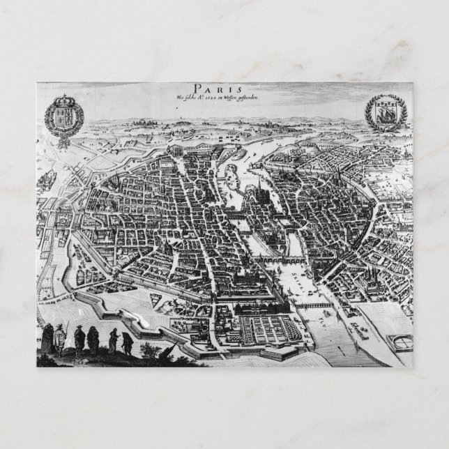Karta i Paris, 1620 Vykort (Framsida)