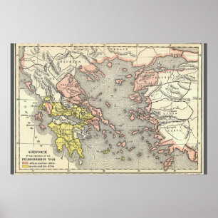 Karta i Peloponnesiska Krig (1899) Poster