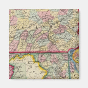 Karta i Pennsylvania, New jersey Magnet