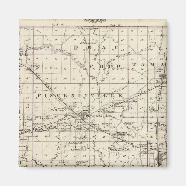 Karta i Perry County, Nashville och Carmi Magnet (Framsidan)