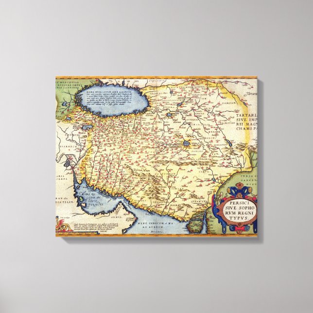 Karta i Persia, från "Theatrum Orbis Terrarum". Canvastryck (Framsida)