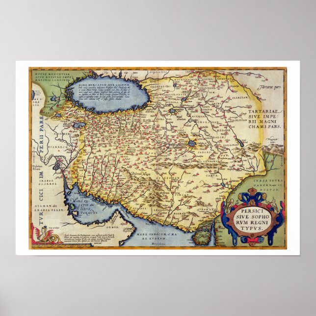 Karta i Persia, från "Theatrum Orbis Terrarum". Poster (Framsidan)