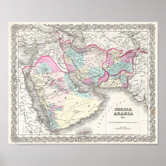 Karta i Persien, Afghanistan och Arabien Poster (Framsidan)