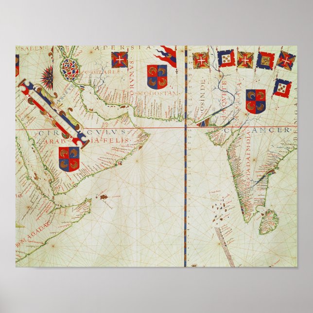 Karta i Persien, Arabien och Indien Poster (Framsidan)