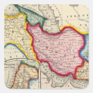 Karta i Persien, Turkiet i Asien, Afghanistan Fyrkantigt Klistermärke