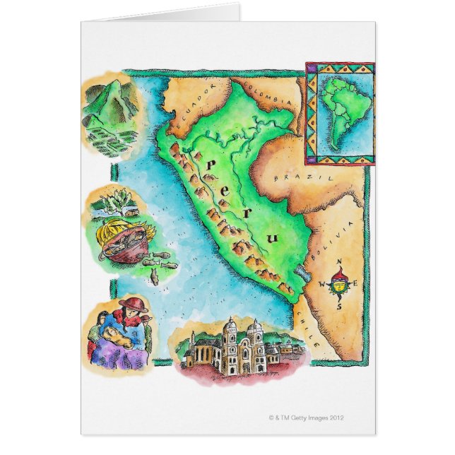 Karta i Peru Hälsningskort (Framsidan)