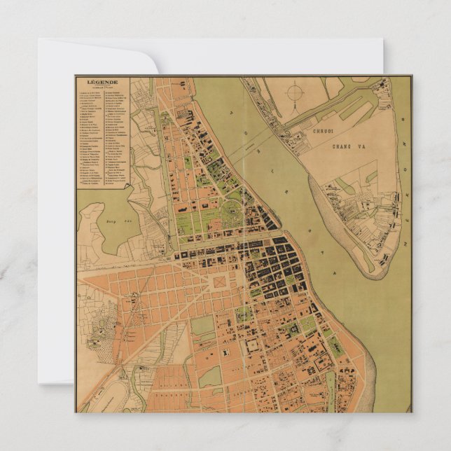 Karta i Phnom Penh, Kambodja (cirka 1920) (Framsida)