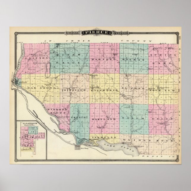 Karta i Pierce County och Ellsworth Poster (Framsidan)