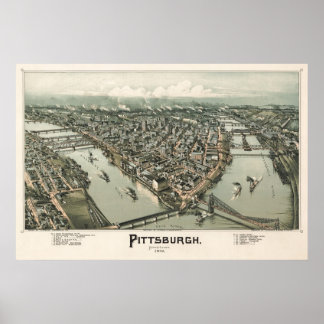 Karta i Pittsburgh (Fowler) - 1902, BigMapBlog.com Poster