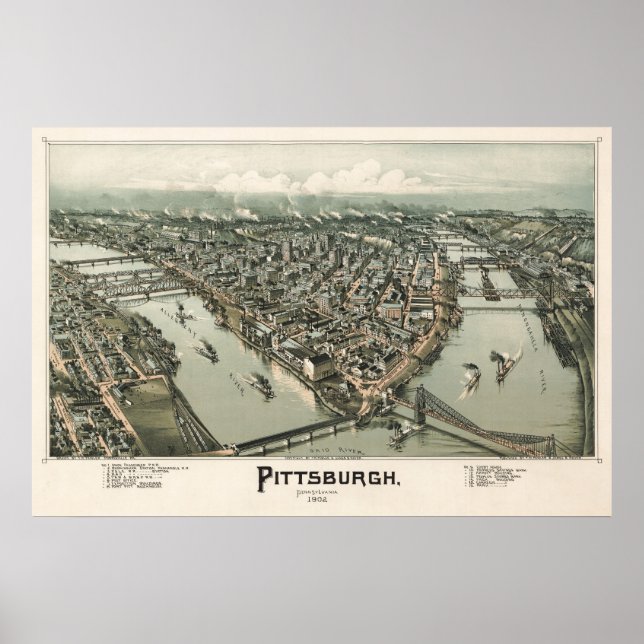 Karta i Pittsburgh (Fowler) - 1902, BigMapBlog.com Poster (Framsidan)