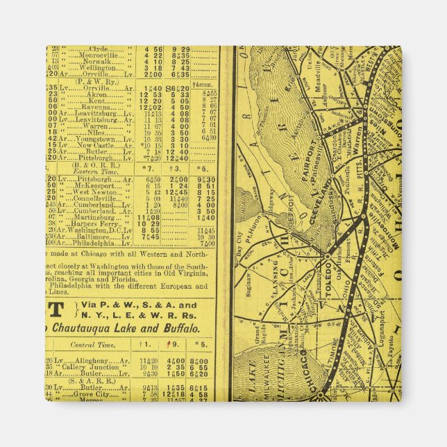 Karta i Pittsburgh och Westerna järnvägen Magnet (Framsidan)