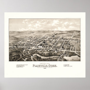 Karta i Plainville, CT från 1878 Poster