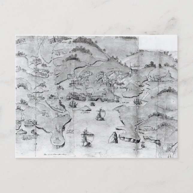 Karta i Plymouth, 1539 Vykort (Framsida)