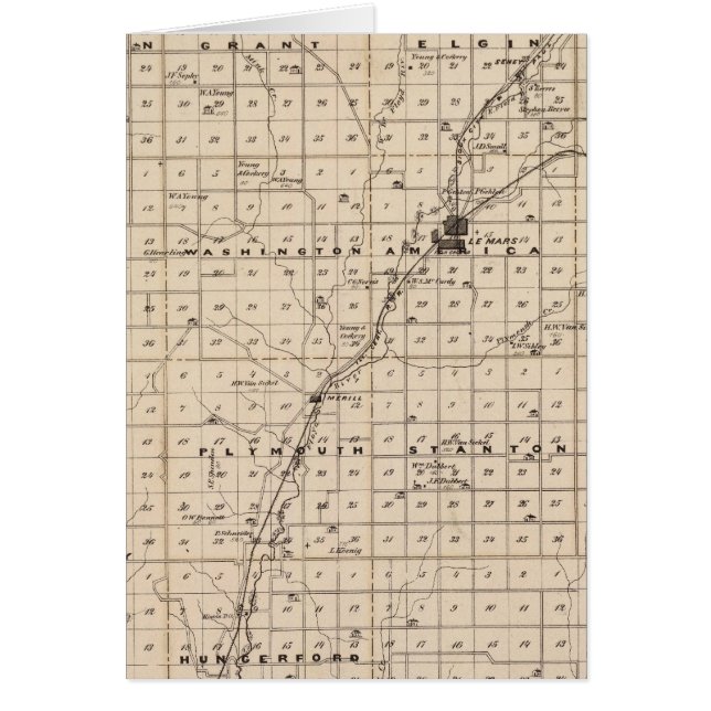 Karta i Plymouth County Hälsningskort (Framsidan)