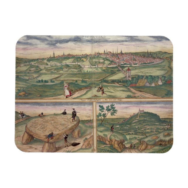 Karta i Poitiers, från Civitates Orbis Terrarum b Magnet (Horisontell)