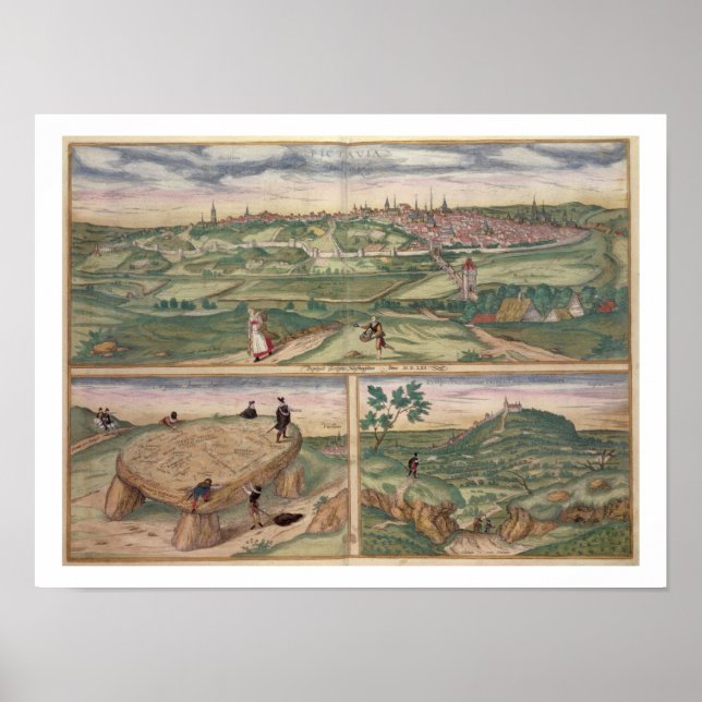 Karta i Poitiers, från Civitates Orbis Terrarum b Poster (Framsidan)