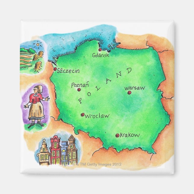 Karta i Polen Magnet (Framsidan)