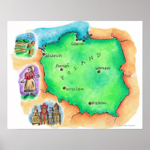 Karta i Polen Poster