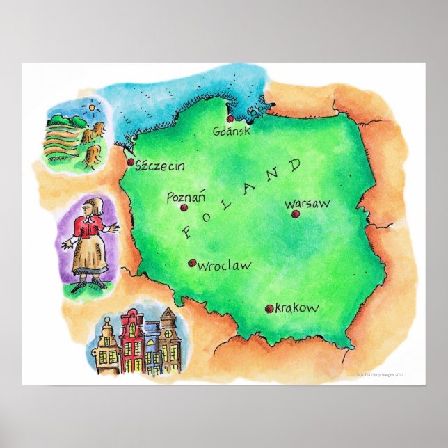 Karta i Polen Poster (Framsidan)