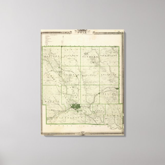 Karta i Polk County, delstaten Iowa Canvastryck (Framsida)