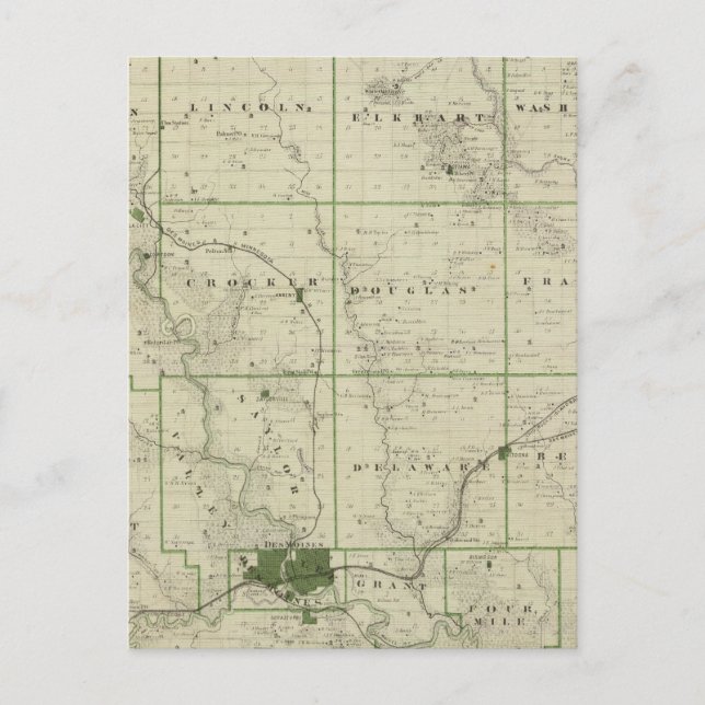 Karta i Polk County, delstaten Iowa Vykort (Framsida)