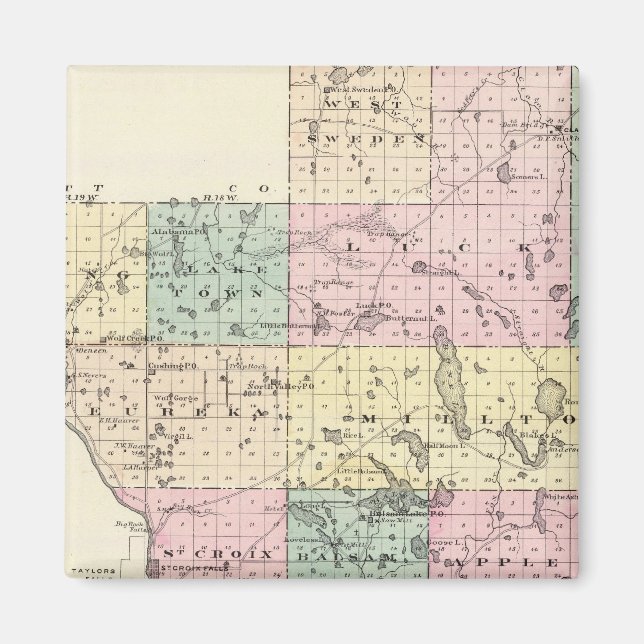 Karta i Polk County, delstaten Wisconsin Magnet (Framsidan)