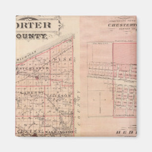 Karta i Porter County med Chesterton, Hebron Magnet