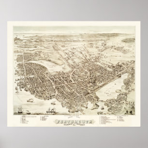 Karta i Portsmouth, New Hampshire in 1877 Poster