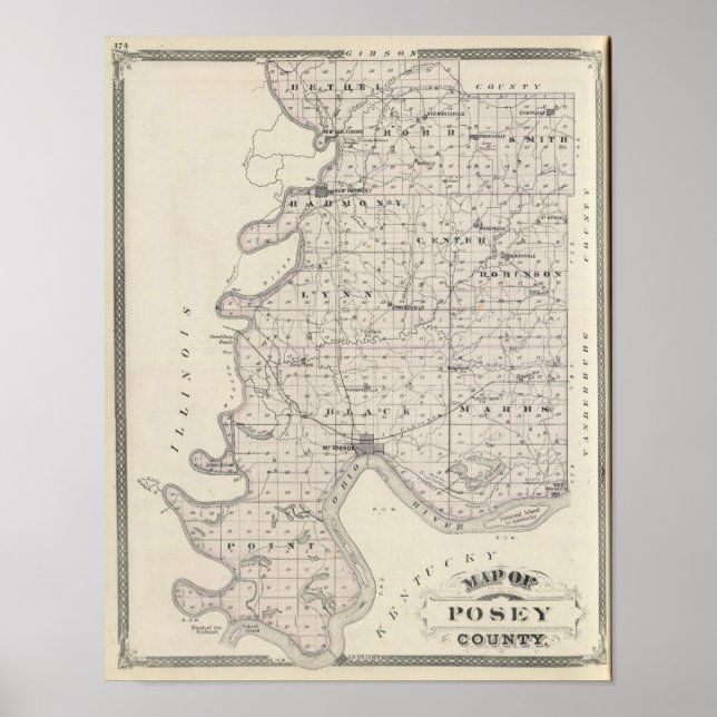 Karta i Posey County Poster (Framsidan)