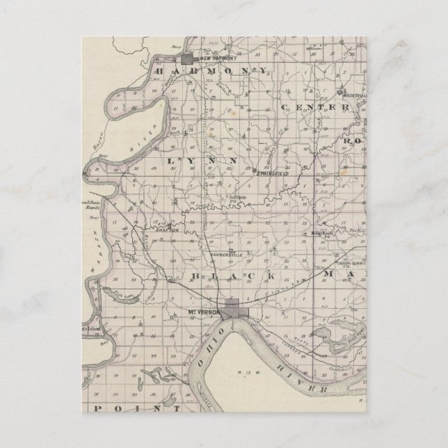 Karta i Posey County Vykort (Framsida)